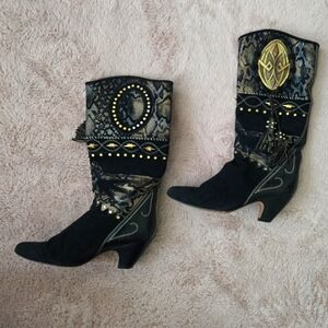 El Vaquero Black and Gold Women's Western Cowboy Cowgirl Boots